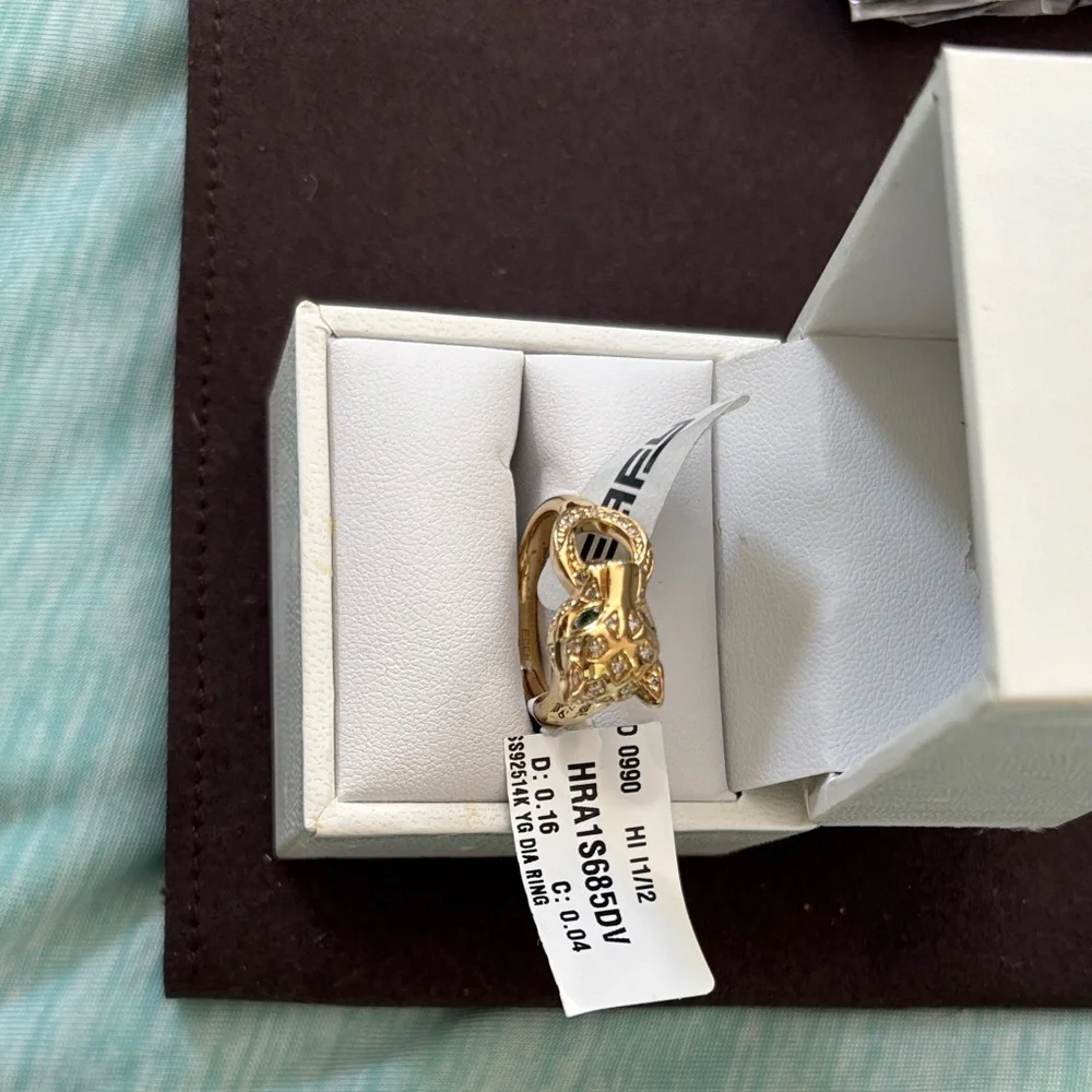 Effy silver with gold overlay Panther Ring with diamond Accents - Picture 2 of 5